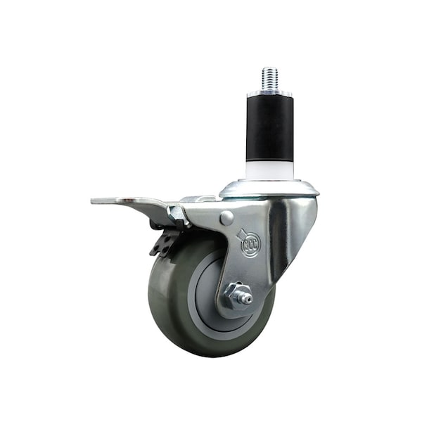 3'' Gray Poly Swivel 1-1/2'' Expanding Stem Caster Total Lock Brake